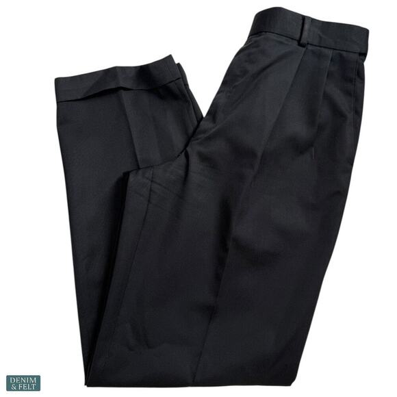 Louis Raphael Luxe Wool Pleated Dress Pants Hidden Waistband Black Classic 34x32 - Picture 4 of 12